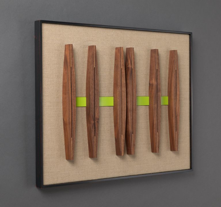 Walnut, White Oak, Acrylic, Linen.  17.25" x 21.25"